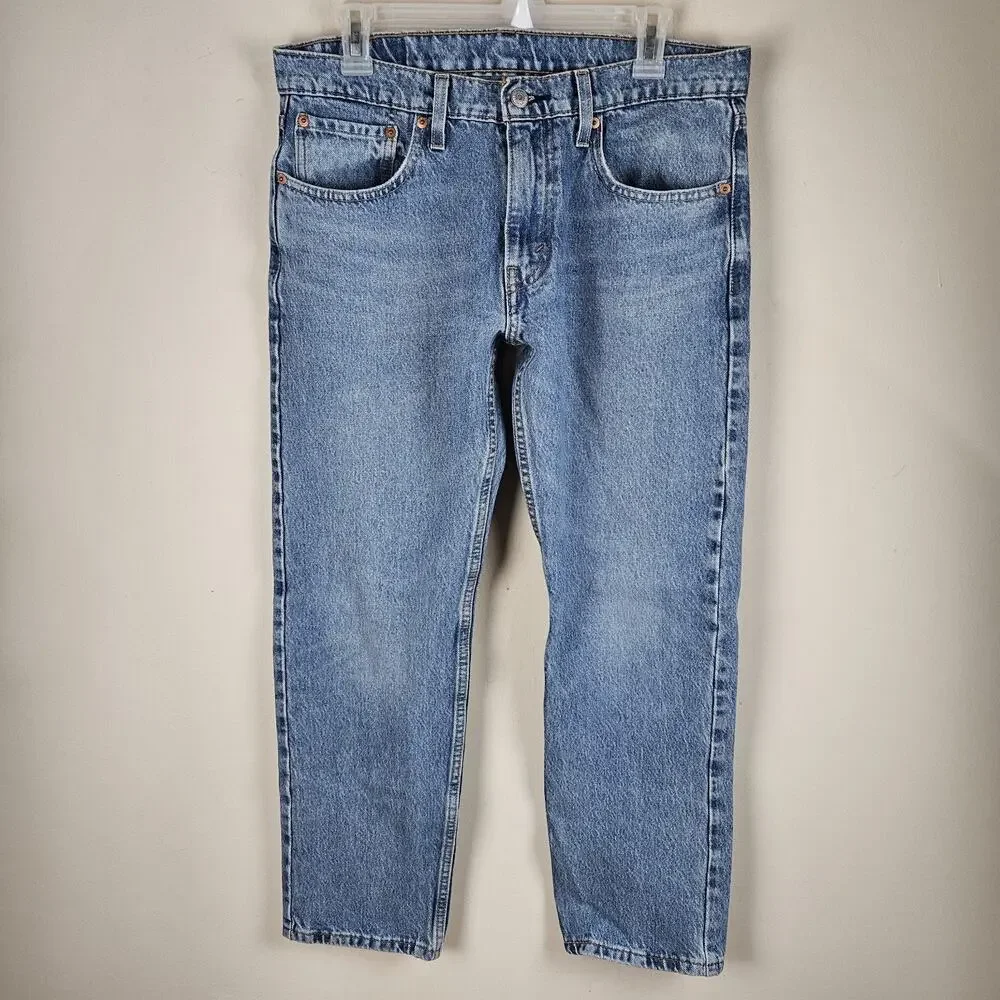 Levis 502 Jeans Mens 32x30 FIT 32X28 Blue Denim Tapered Leg Mid Rise Stretch